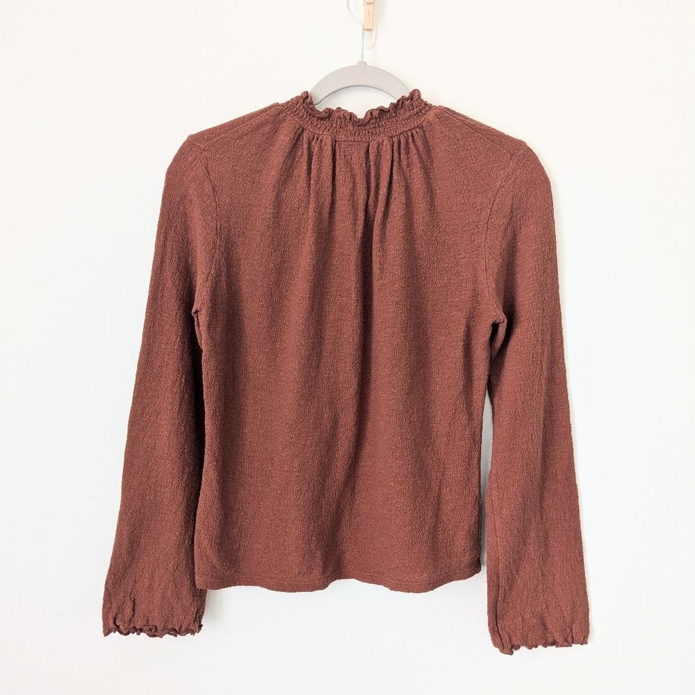 Madewell Texture & Thread Ruffled Mockneck Top